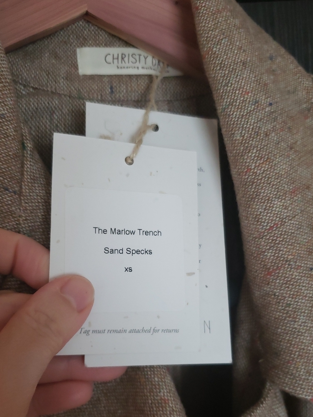RARE NWT Christy Dawn Marlow Trench Coat In "Sand Specks", Size XS - Picture 13 of 13
